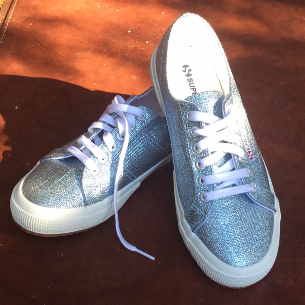 Superga NWOT blue glitter sneakers